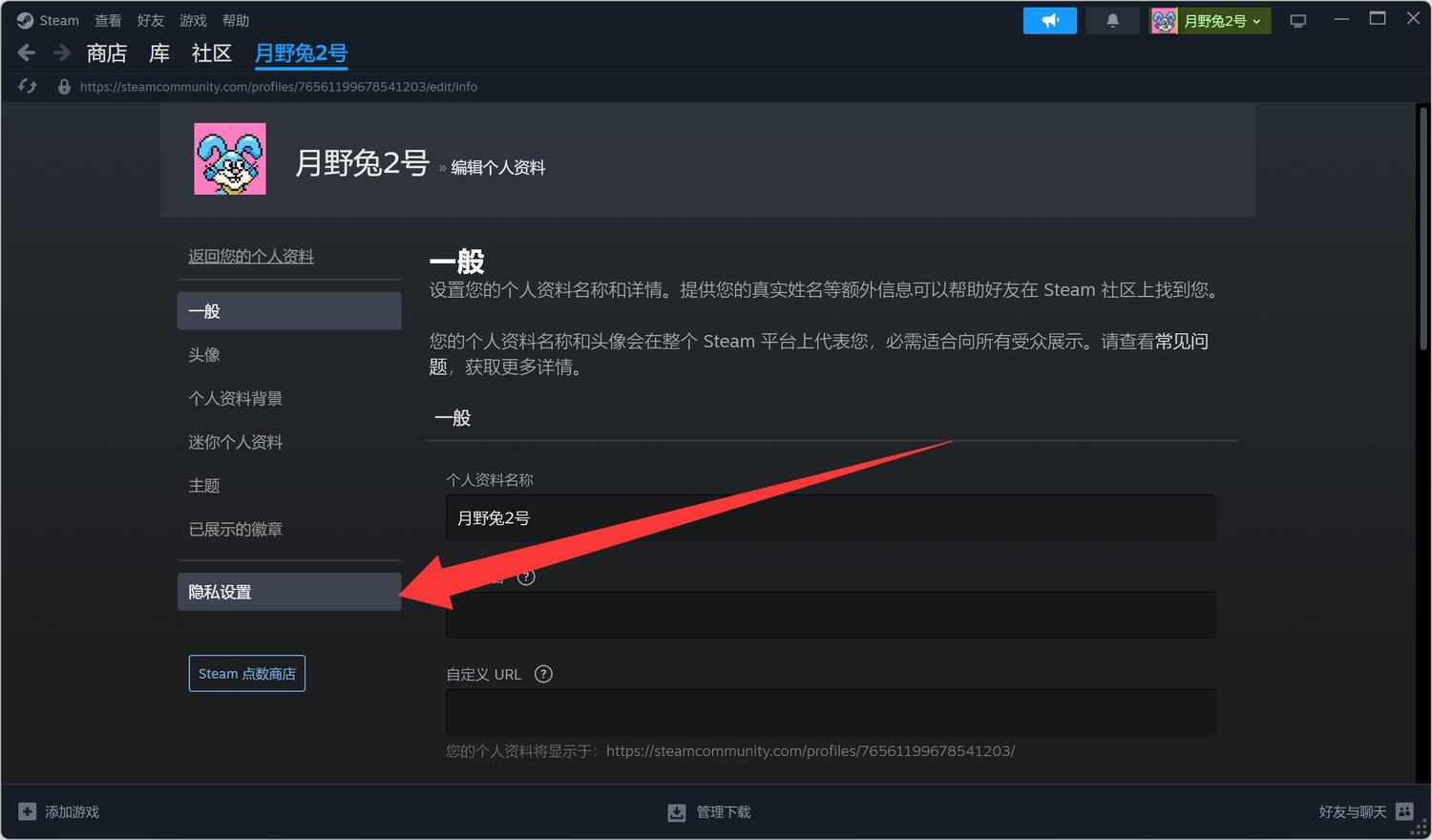 第三步：点击隐私设置
